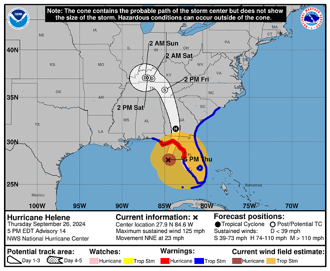 Hurricane Helene - Photo via NOAA