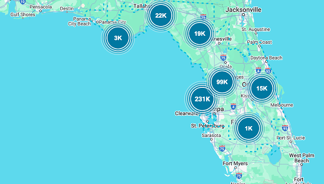 Reported Duke Energy power outages on morning of Sept. 27. - Screengrab from Duke Energy website