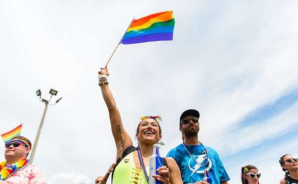 Partygoer at Pride OUTside in St. Petersburg, Florida in June 2021.