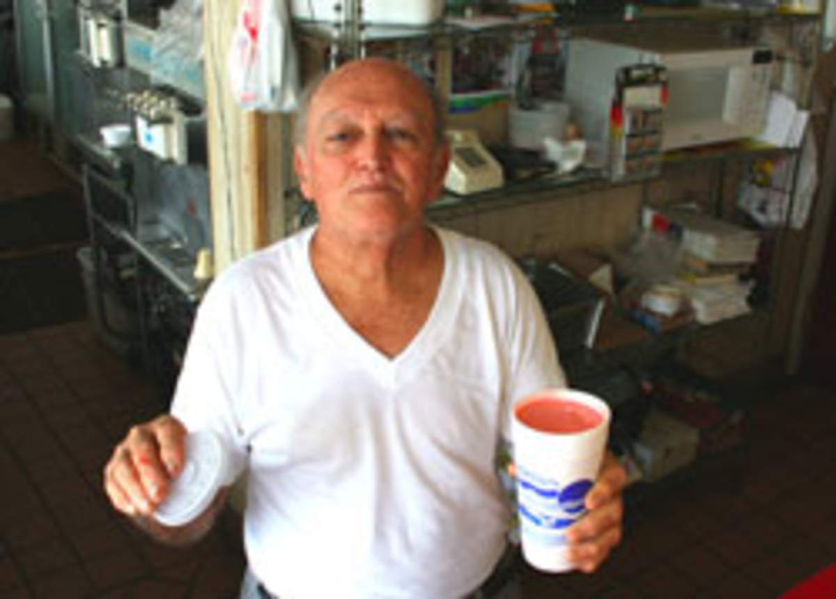 Owner Alfredo Naranjo and a "Mamey" shake (Photo by Eric Snider)