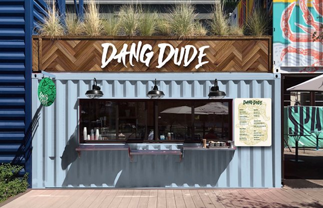 Dang Dude  

615 Channelside Dr., 813-582-1770
Created by 2017 James Beard semifinalist Ferrell Alvarze and other associates, Dang Dude is one of the newest spots in Sparkman Wharf’s brigade of container restaurants. The fast-casual Asian fusion restaurant offers contemporary American food, like its fried grouper bits, alongside more traditional selections like rou jia mo Chinese-style baked buns.
Photo via Dang Dude/Facebook