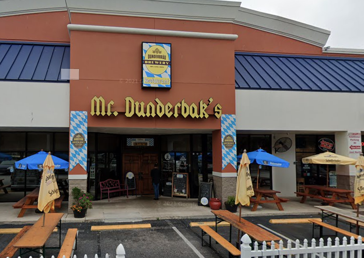 Mr. Dunderbak’s Brewpub
14929 Bruce B Downs Blvd., Tampa, 813-977-4104
Known for its “haus” brewed beers and traditional German platters, New Tampa’s Mr. Dunderbak’s is not intimidated by surrounding franchise eateries because who would choose a sub over schnitzel? 
Photo via Google Maps
