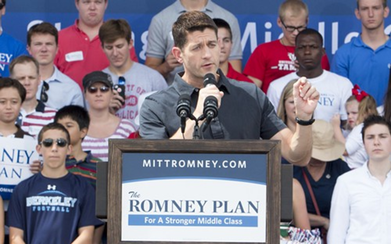 Paul Ryan addresses the crowd in Oldsmar Saturday