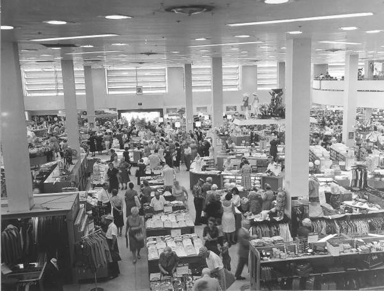 Interior view showing customers shopping at Maas Brothers department store - Saint Petersburg, Florida (1961).