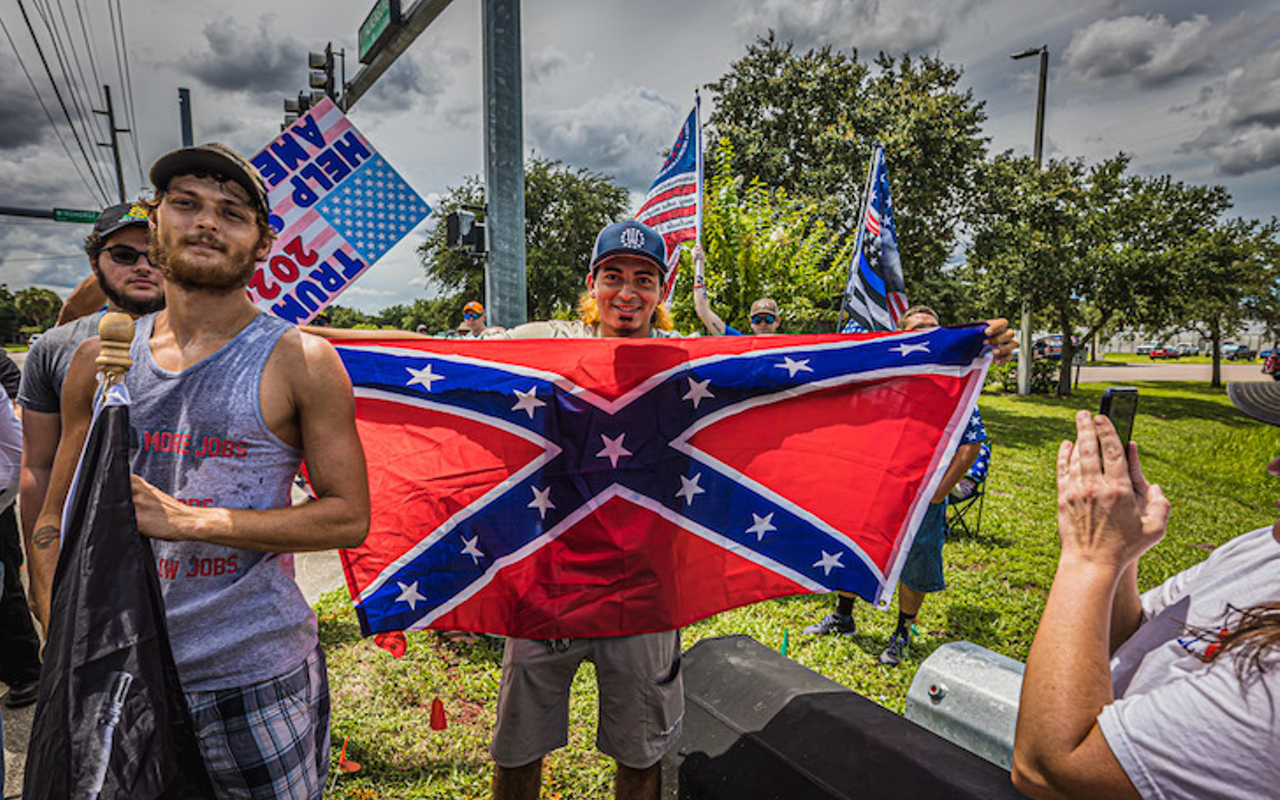 Demonstrators near Hillsborough County Sheriff's offices in Tampa, Florida on Aug. 14, 2021.