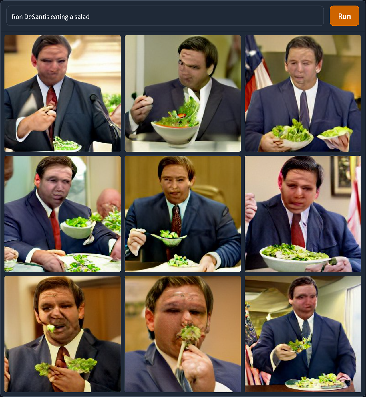 Ron DeSantis eating a salad