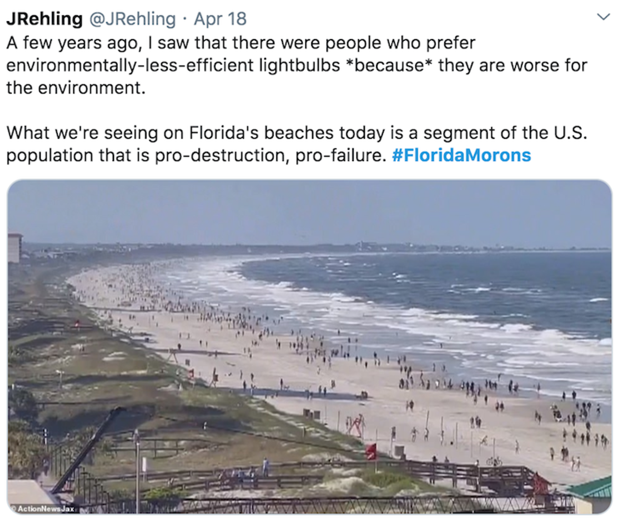 When Florida opened its beaches, it also opened up the #FloridaMorons hashtag