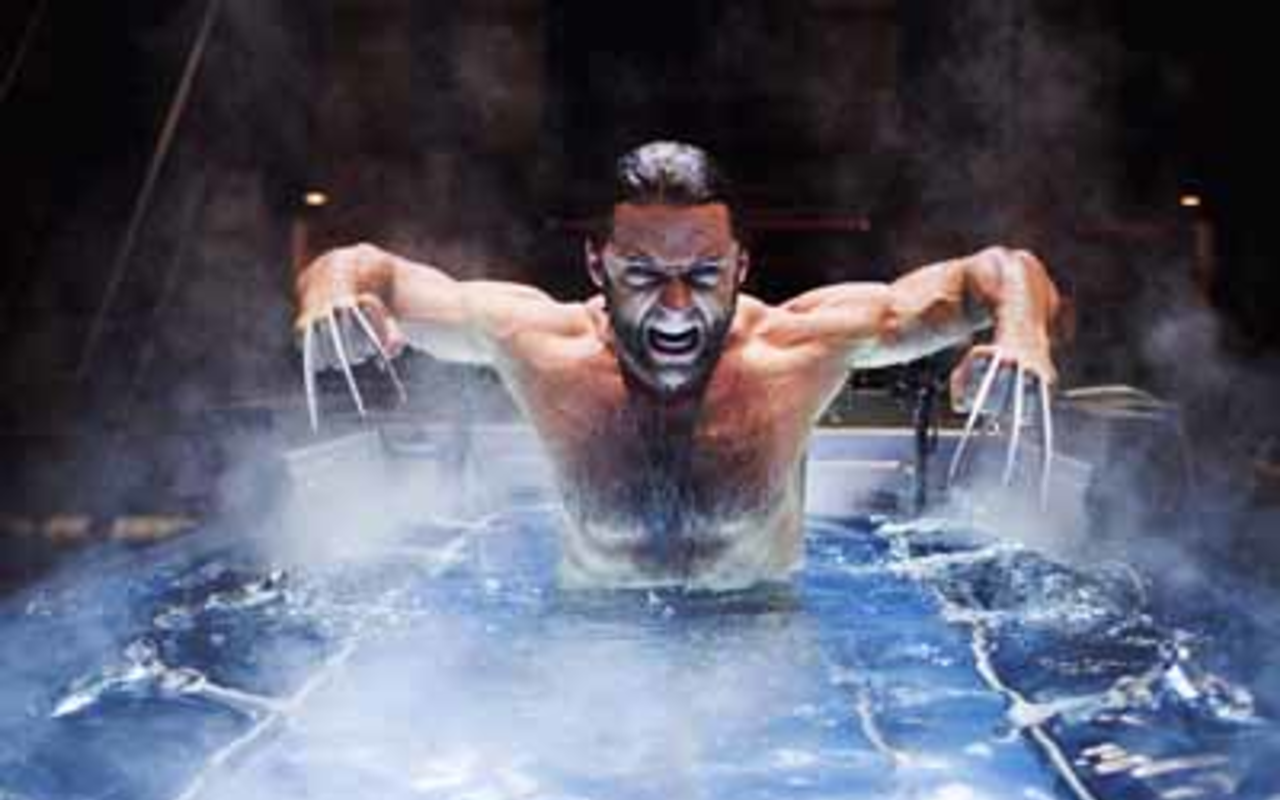 WET AND WILD: Actor Hugh Jackman, portraying Wolverine, in a scene from the upcoming movie.