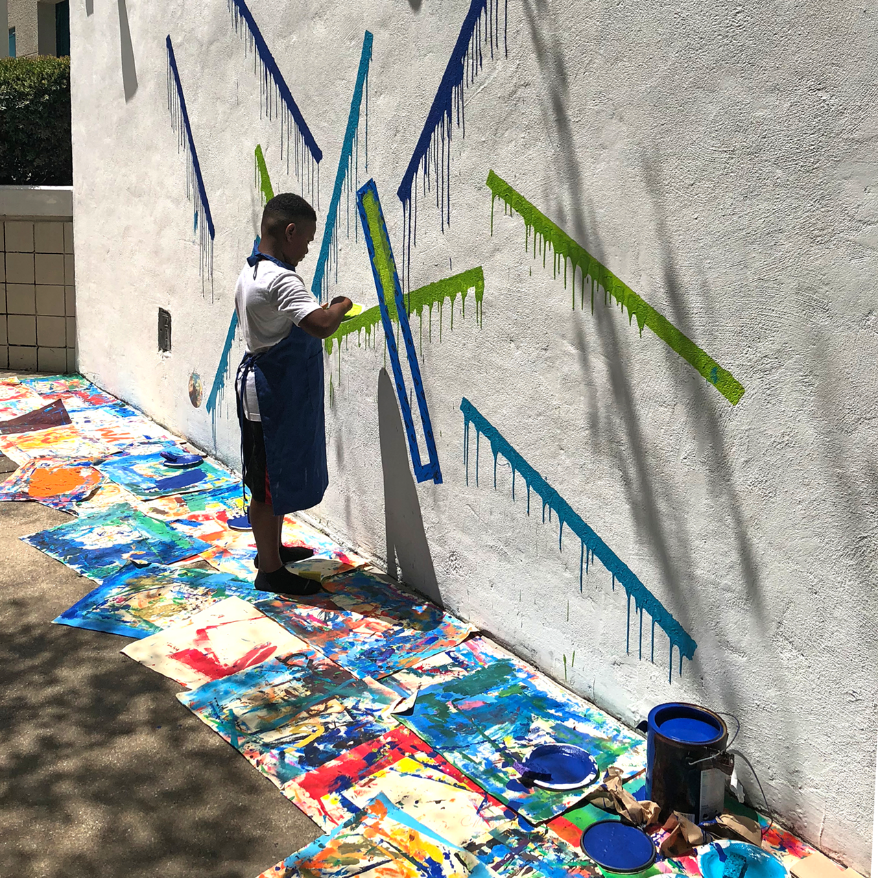 Fairmount Park Elementary School student working on mural
