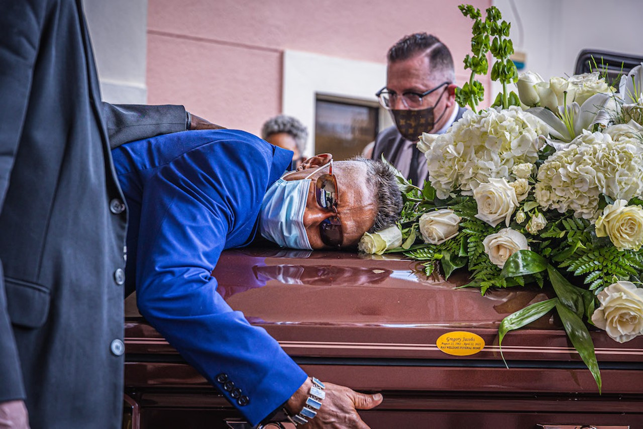 Shock G's brother Kent Craig during a celebration of life for the legendary rapper and producer at Ybor City's Allen Temple African Methodist Church.